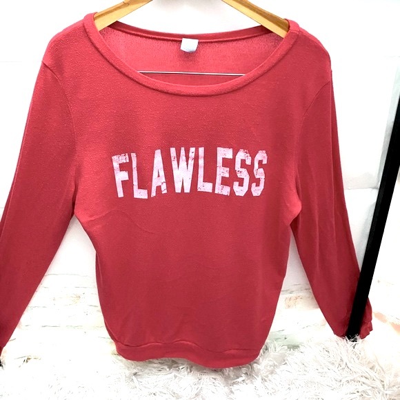 Oversized “Flawless” Print Lightweight Slub Pullover Shirt - Picture 3 of 10